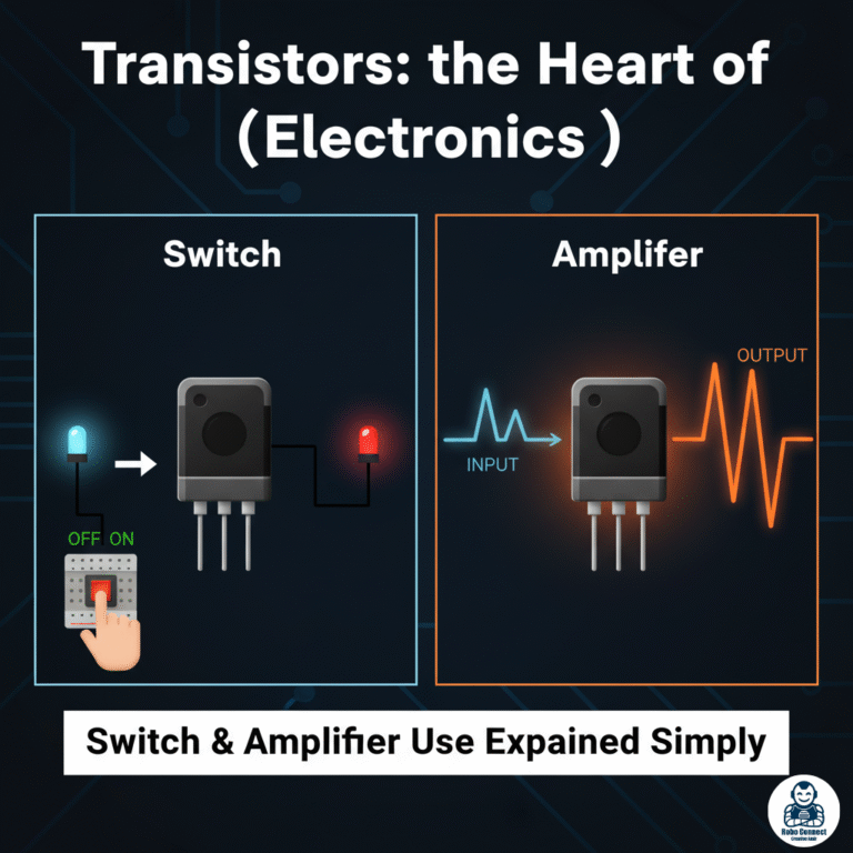 Transistors: The Heart of Electronics (Switch & Amplifier Use Explained Simply)