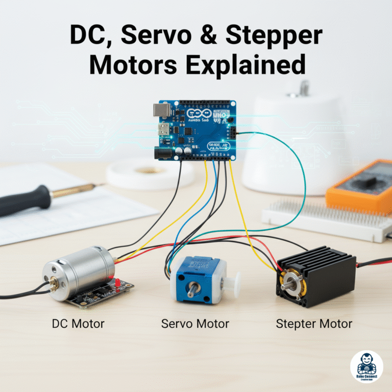 DC Motor, Servo Motor & Stepper Motor Explained (Beginner’s Guide to Robotics Motors)